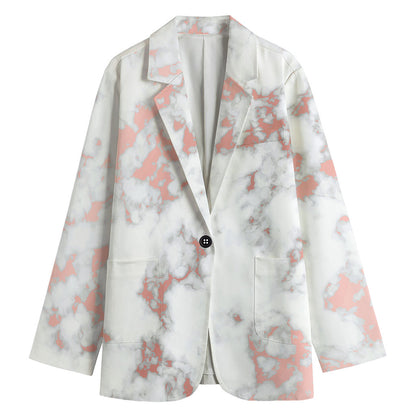 White Rose Gold Marble Print Women's Blazer