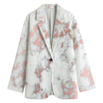 White Rose Gold Marble Print Women's Cotton Blazer