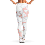 White Rose Gold Marble Print Women's Leggings