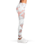 White Rose Gold Marble Print Women's Leggings