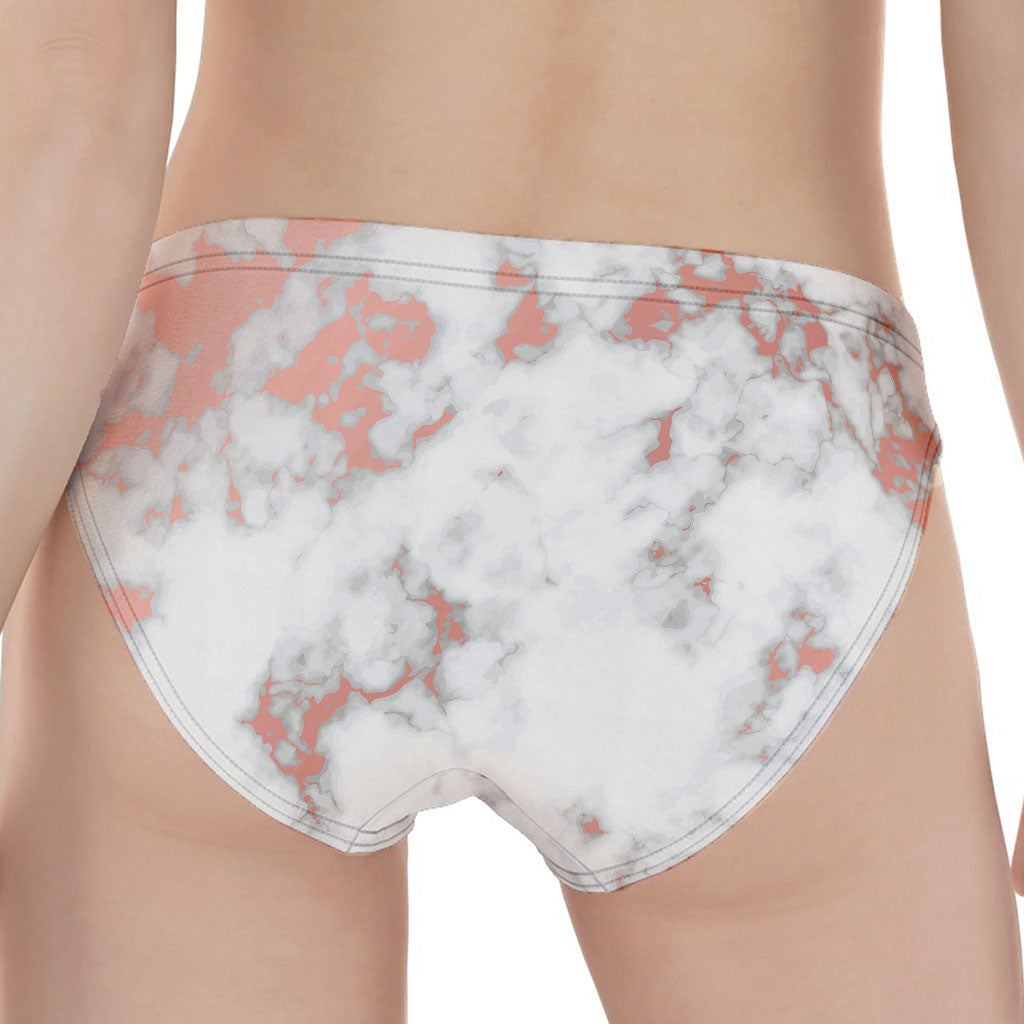 White Rose Gold Marble Print Women's Panties