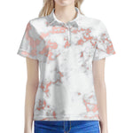 White Rose Gold Marble Print Women's Polo Shirt