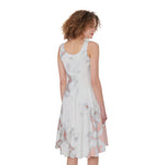 White Rose Gold Marble Print Women's Sleeveless Dress
