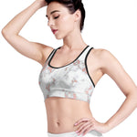 White Rose Gold Marble Print Women's Sports Bra