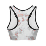 White Rose Gold Marble Print Women's Sports Bra
