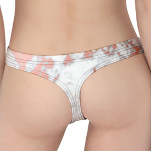 White Rose Gold Marble Print Women's Thong