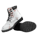 White Rose Gold Marble Print Work Boots