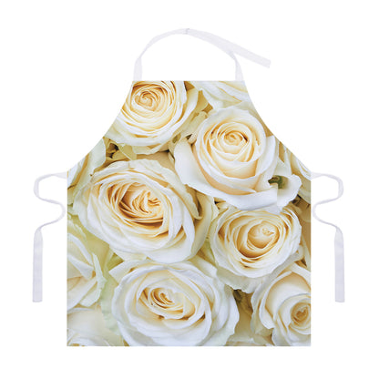 White Rose Print Adjustable Apron