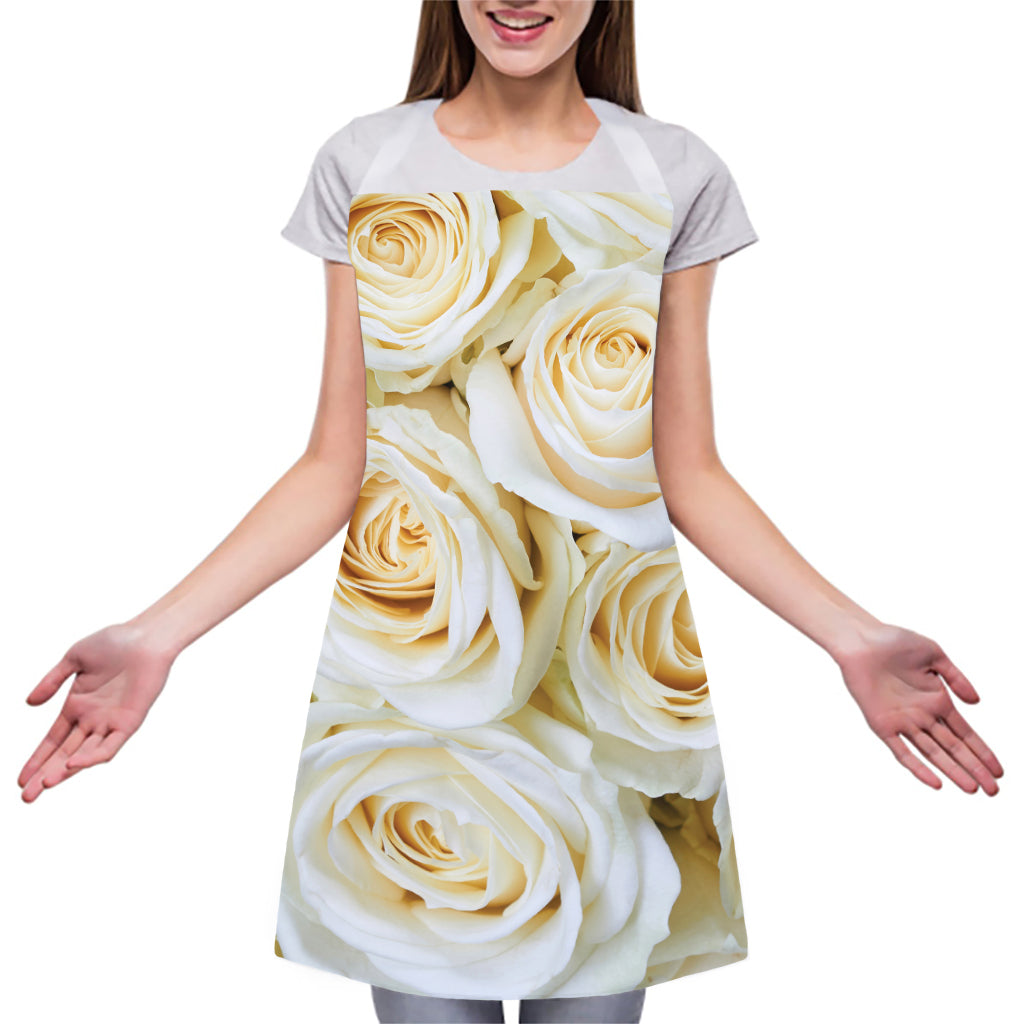 White Rose Print Adjustable Apron