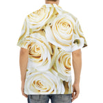 White Rose Print Aloha Shirt