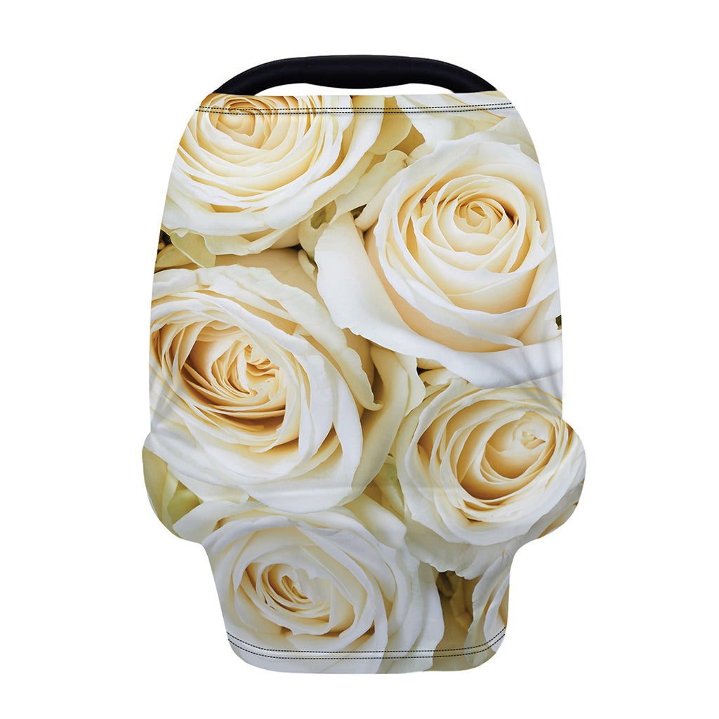 White Rose Print Baby Seat Cover