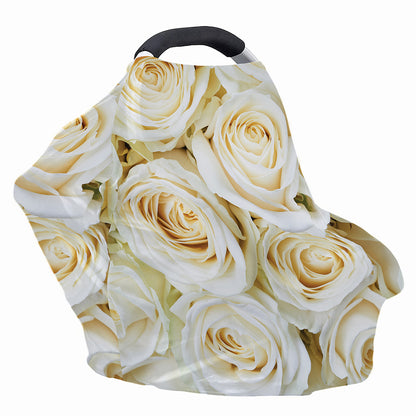 White Rose Print Baby Seat Cover