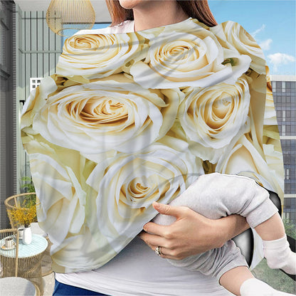 White Rose Print Baby Seat Cover