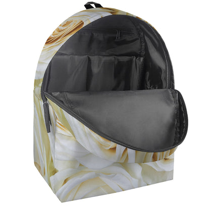 White Rose Print Backpack