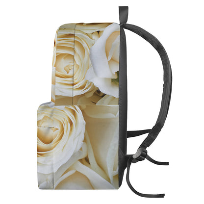 White Rose Print Backpack