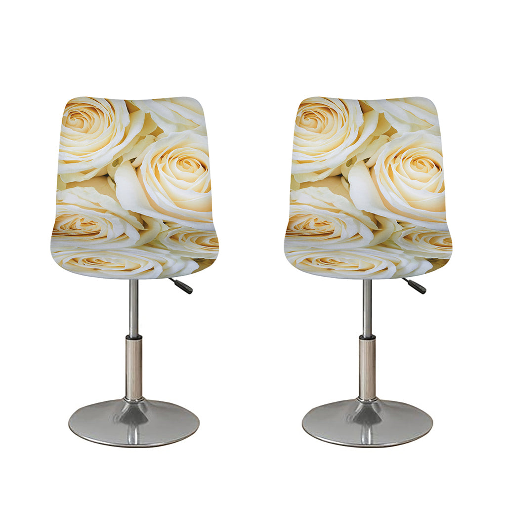 White Rose Print Bar Stool Covers