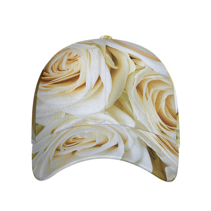 White Rose Print Baseball Cap