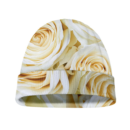 White Rose Print Beanie