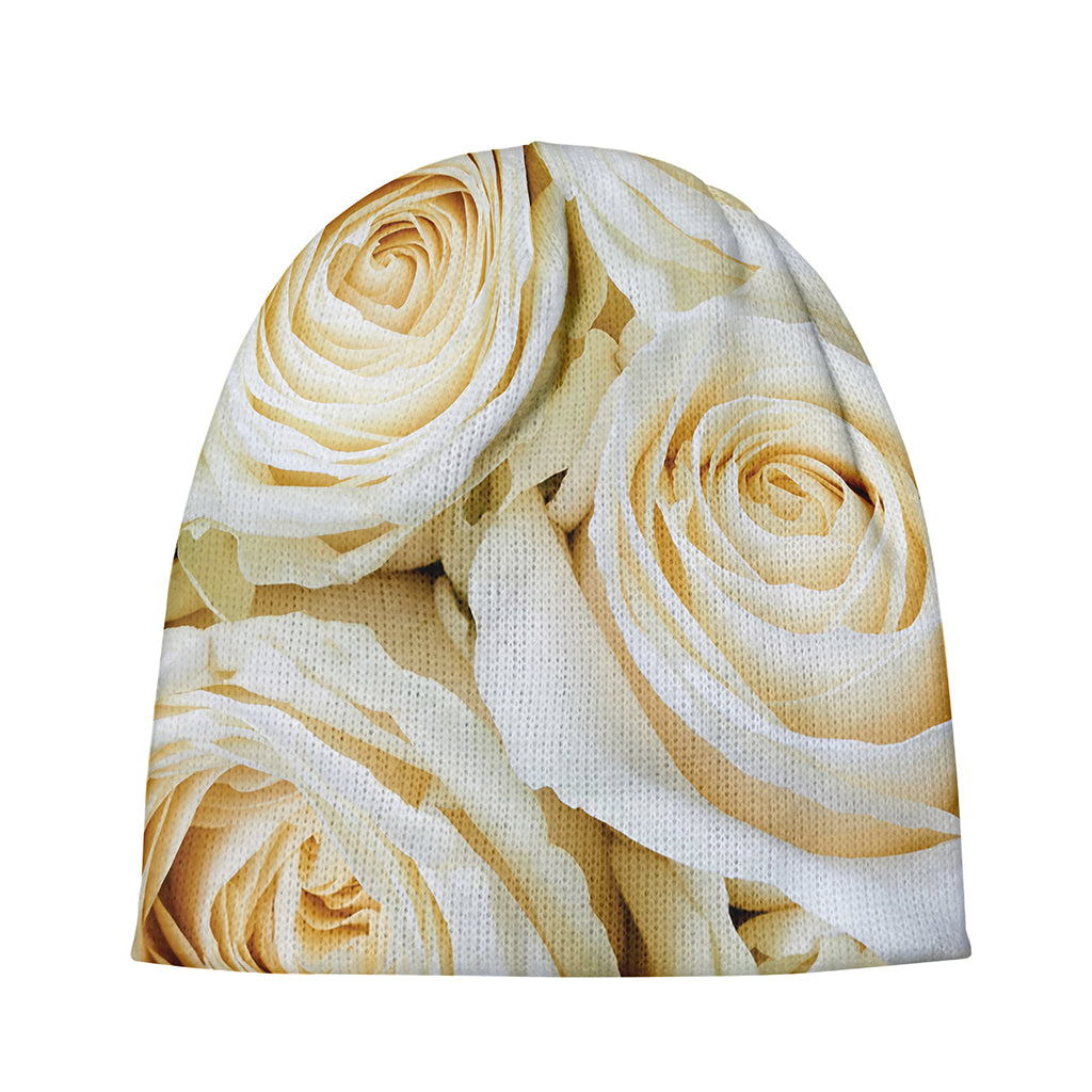 White Rose Print Beanie