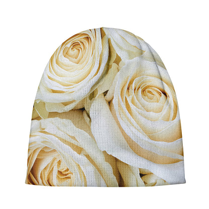 White Rose Print Beanie