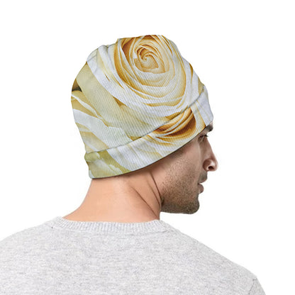 White Rose Print Beanie