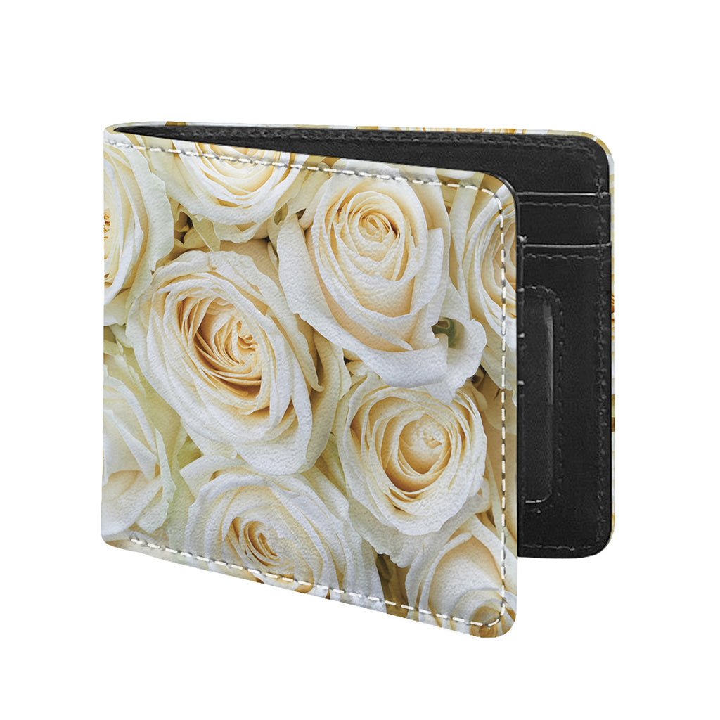 White Rose Print Bifold Wallet