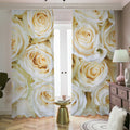 White Rose Print Dimout Pencil Pleat Curtains