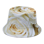 White Rose Print Bucket Hat