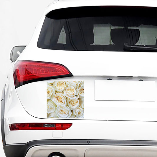 White Rose Print Car Sticker