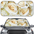 White Rose Print Car Windshield Sun Shade
