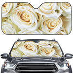 White Rose Print Car Windshield Sun Shade