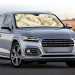 White Rose Print Car Windshield Sun Shade