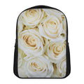 White Rose Print Casual Backpack