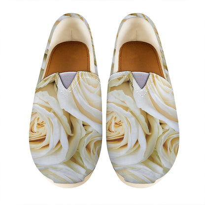 White Rose Print Casual Shoes