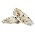 White Rose Print Casual Shoes