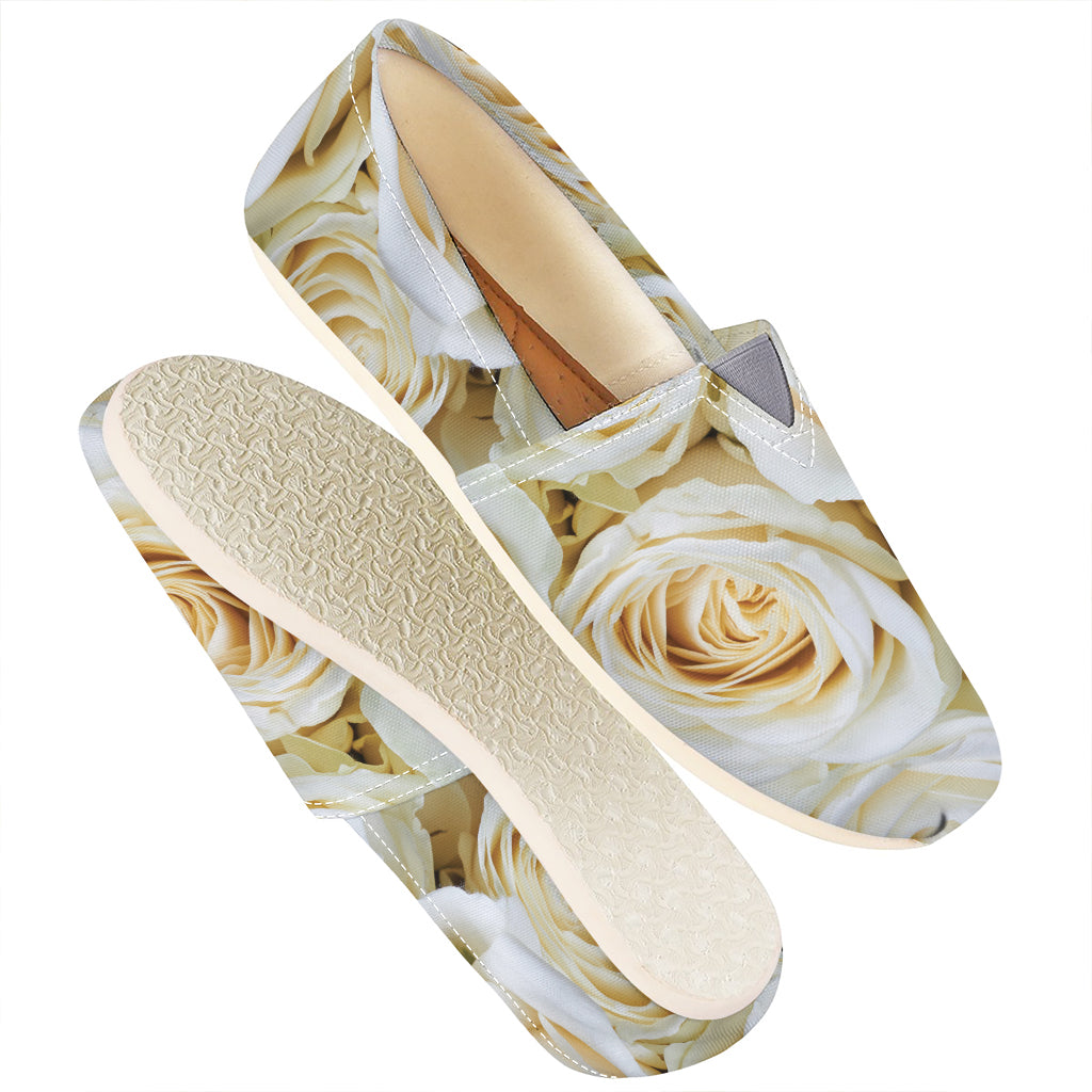 White Rose Print Casual Shoes