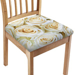 White Rose Print Chair Cushion Cover