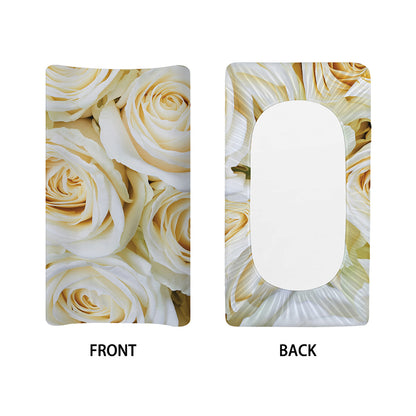 White Rose Print Changing Pad Cover