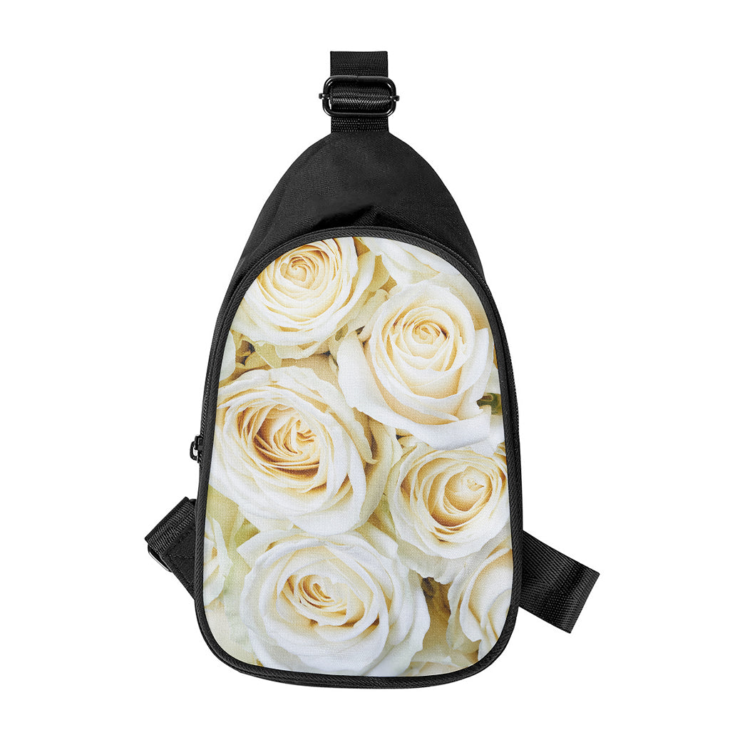White Rose Print Chest Bag
