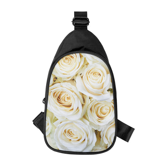 White Rose Print Chest Bag