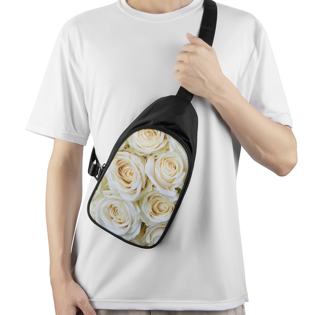 White Rose Print Chest Bag