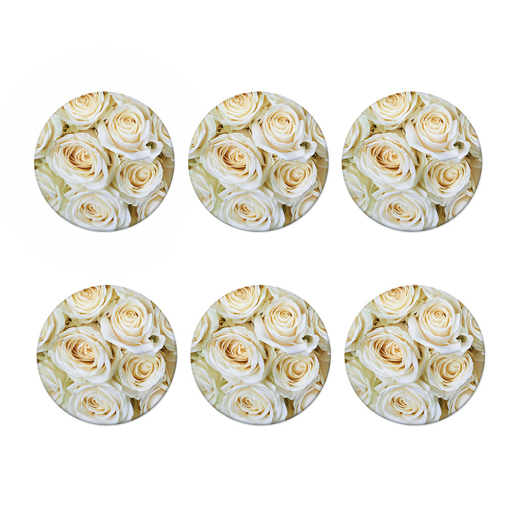 White Rose Print Coaster Set