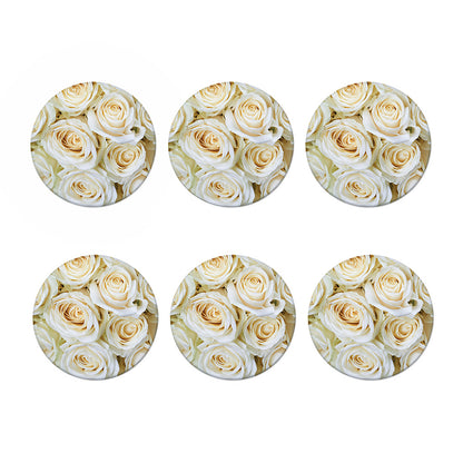 White Rose Print Coaster Set