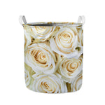 White Rose Print Collapsible Laundry Basket