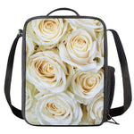 White Rose Print Crossbody Lunch Bag
