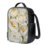 White Rose Print Crossbody Lunch Bag