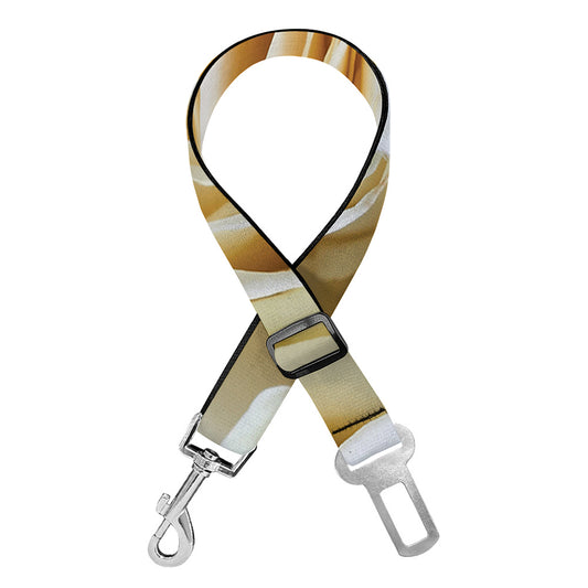 White Rose Print Dog Seat Belt