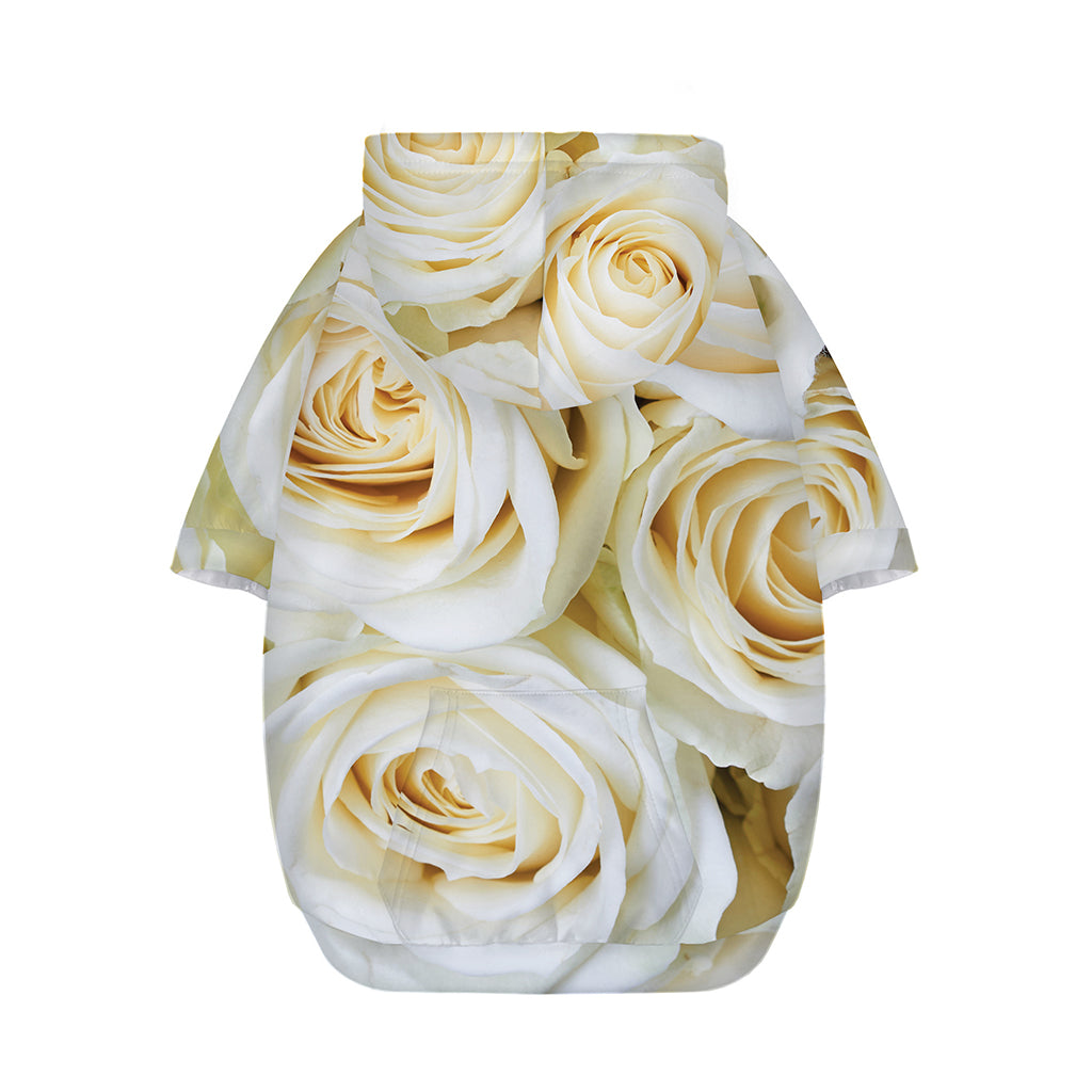White Rose Print Dog Zip Up Hoodie