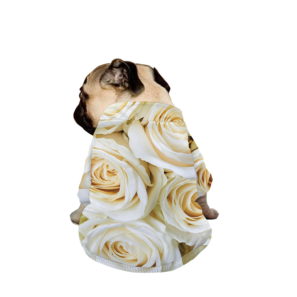 White Rose Print Dog Zip Up Jacket