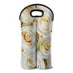White Rose Print Double Neoprene Wine Tote
